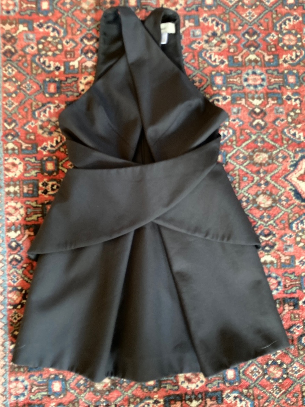 Cameo Black Asymmetrical Wrap Peplum Mini Dress